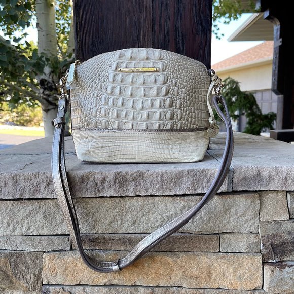Brahmin Handbags - Brahmin Shoulder Crossbody Melbourne Leather Crocodile Purse Ivory Bronze
